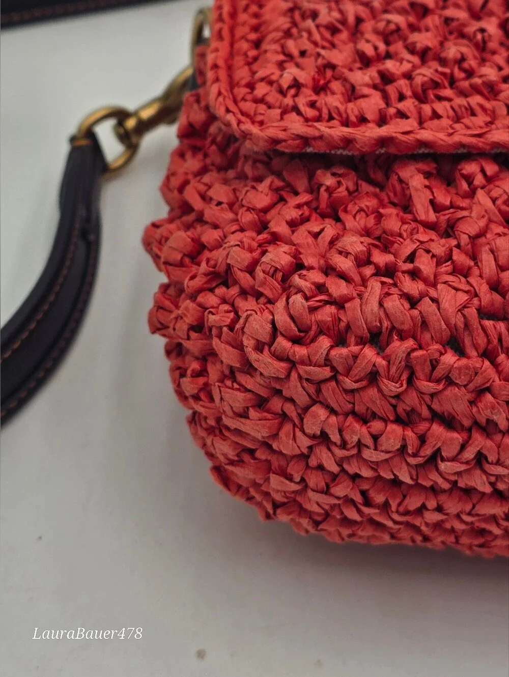 Coach Soft Tabby In Straw And Smooth Leather, Red Orange, CA032